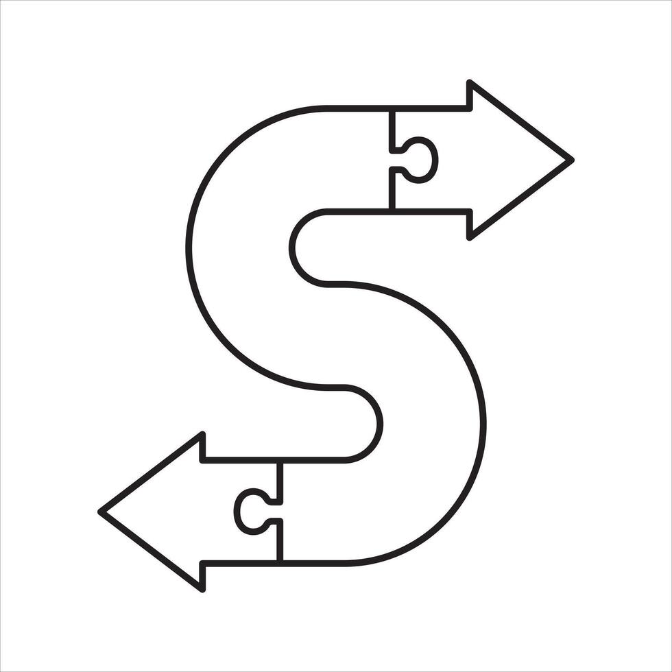 Infographic arrow step jigsaw line icon vector