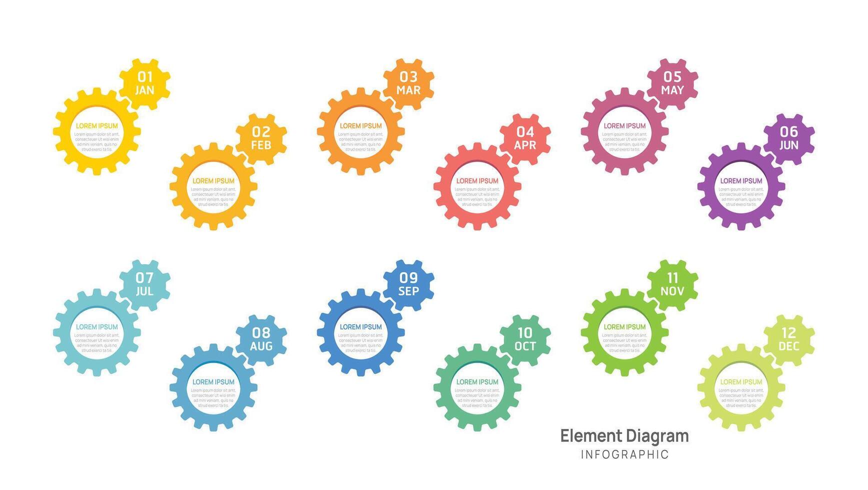 Business step timeline Gear infographic template. Modern milestone element timeline diagram calendar, vector infographics.