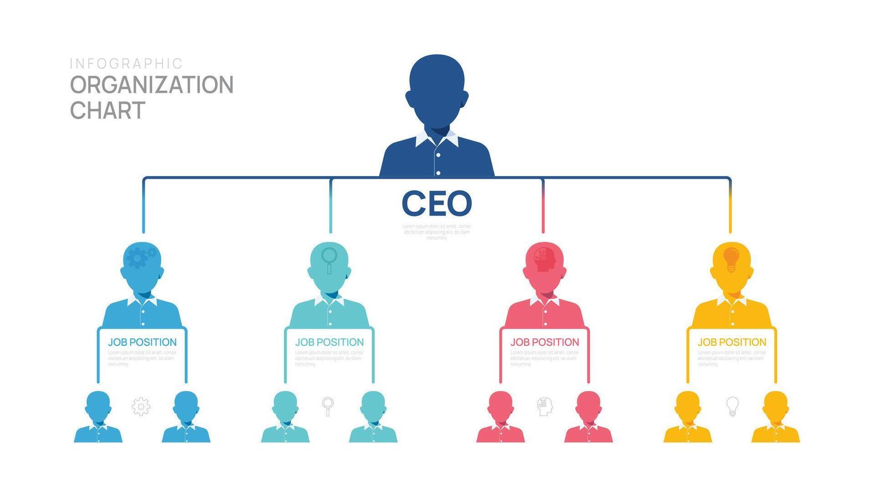 Infographic template for organization chart with business avatar icons. vector infographic for business.