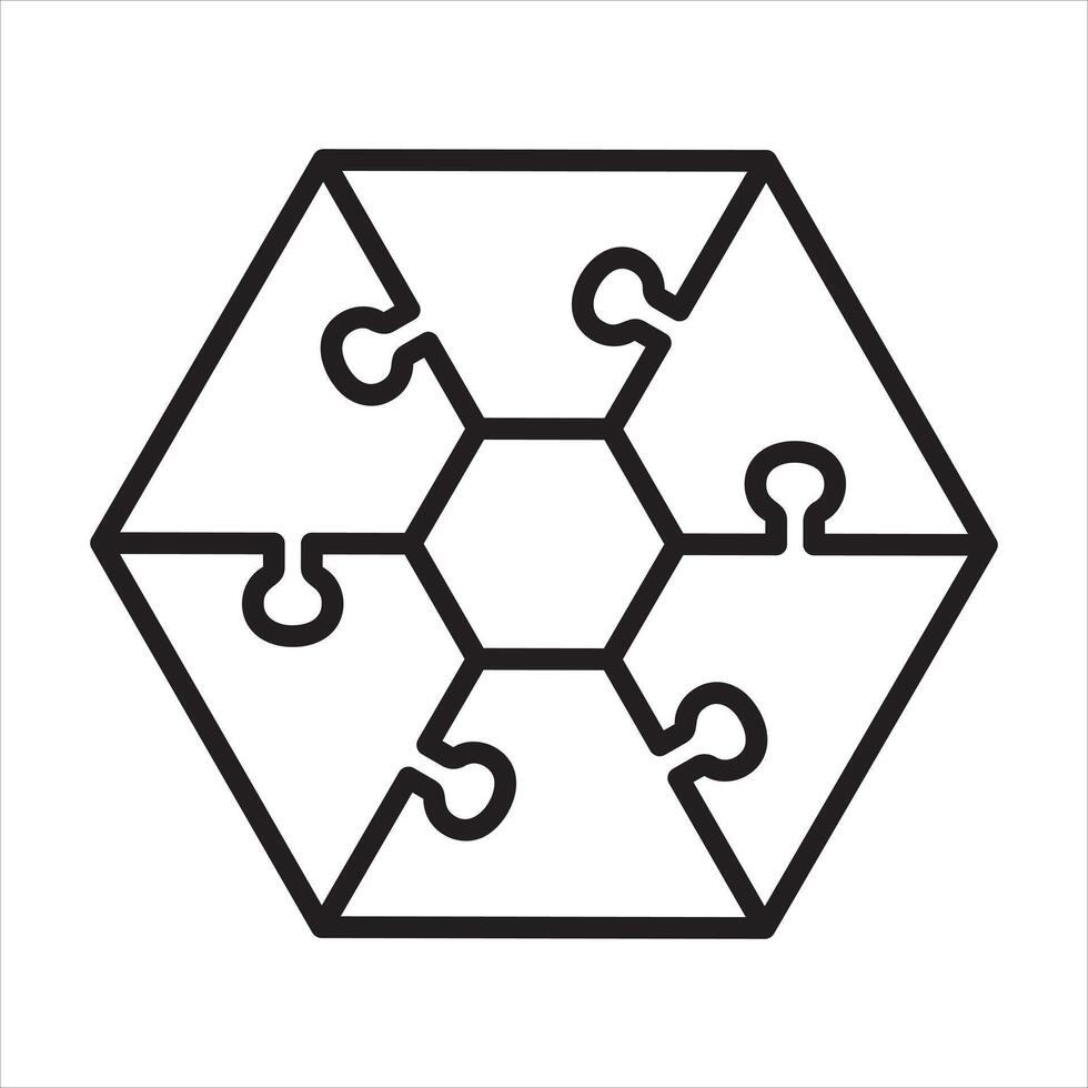 Infographic hexagonal jigsaw line icon vector