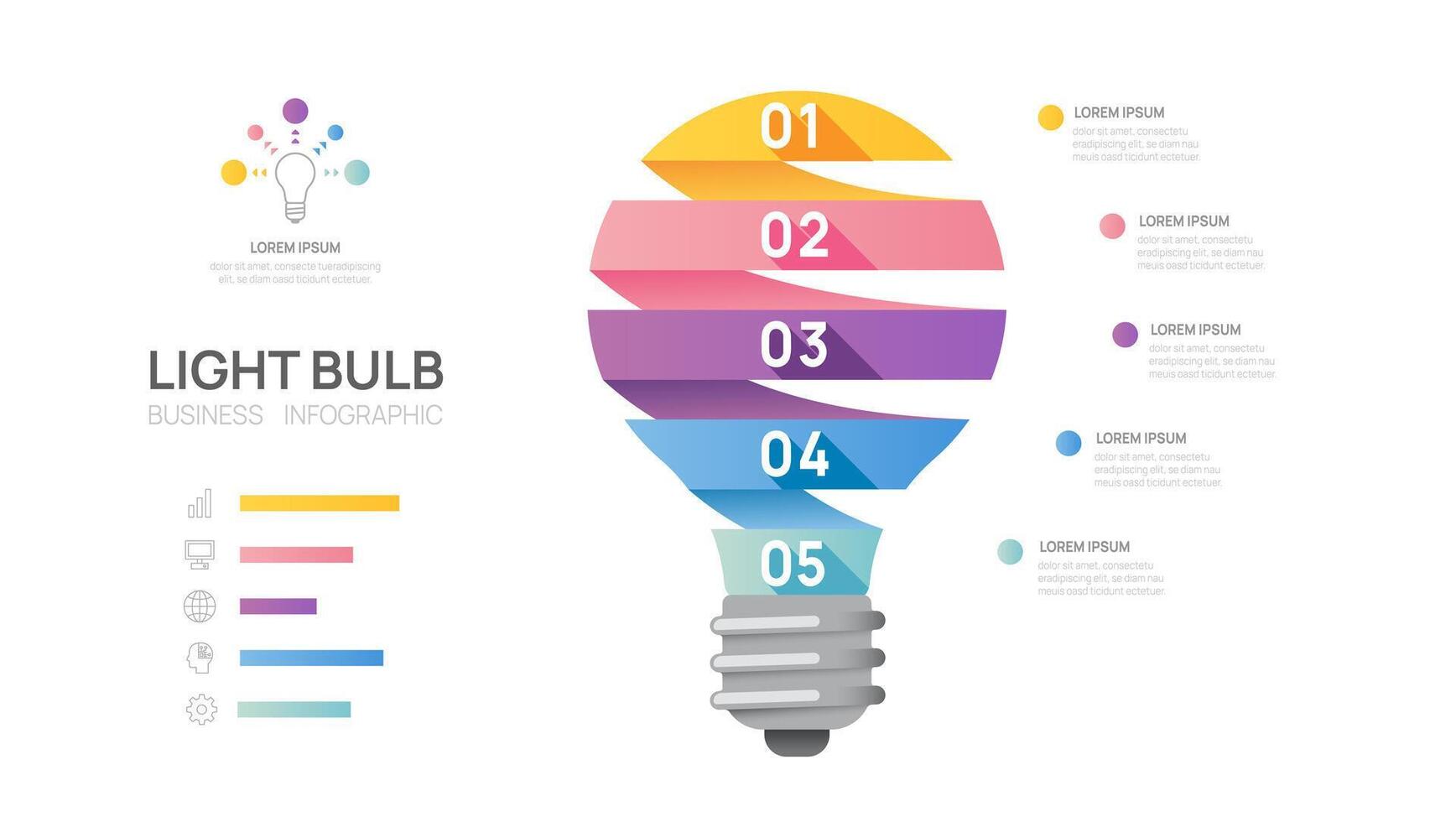 Infographic light bulb diagram template for business education. Modern Timeline step, digital marketing data, presentation vector infographics.