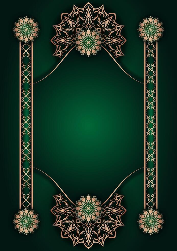 Luxury green background with golden mandala ornament vector