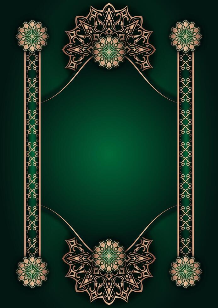 Luxury green background with golden mandala ornament vector