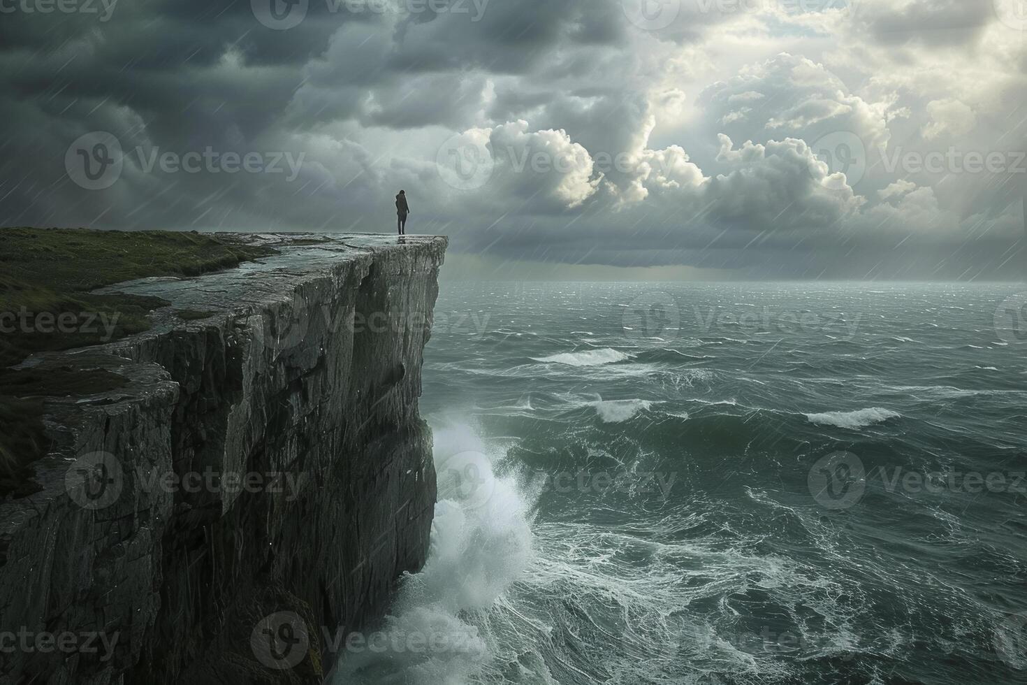 AI Generated Contemplation by the Sea photo