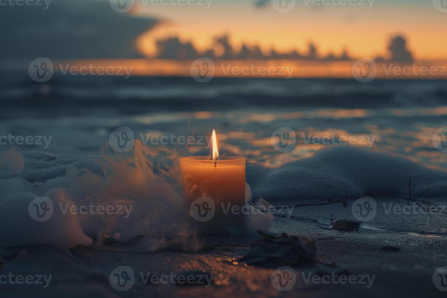 AI Generated Serene Candle Sunset photo