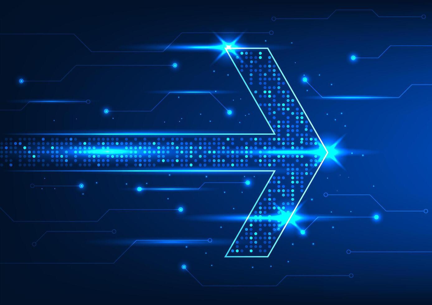 Arrow technology background, arrow connected to technology It shows the rapid development and growth of technology in both learning and industries that use technology. vector