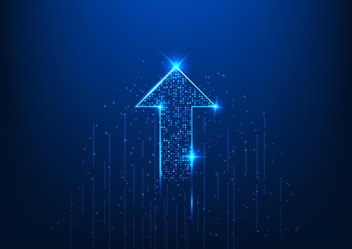 Arrow technology background, arrow rising upwards It shows the rapid development and growth of technology in both learning and industries that use technology. vector