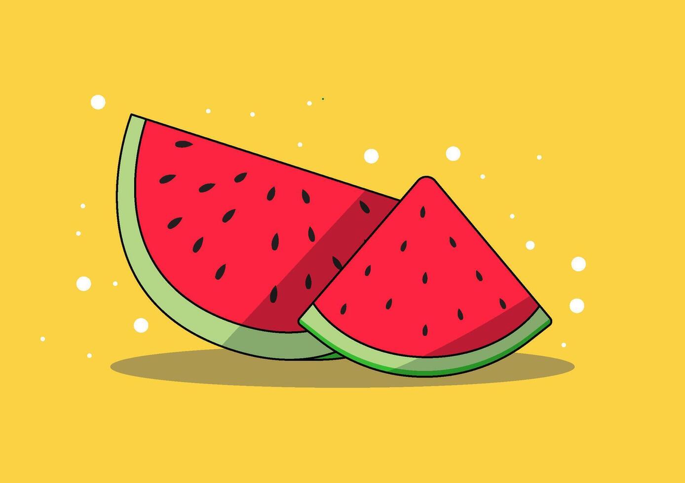 Cartoon vector illustration of a bright red watermelon cut into halves. artwork captures the juicy freshness of the watermelon with its vibrant colors . Perfect for cartoon illustrations and vector