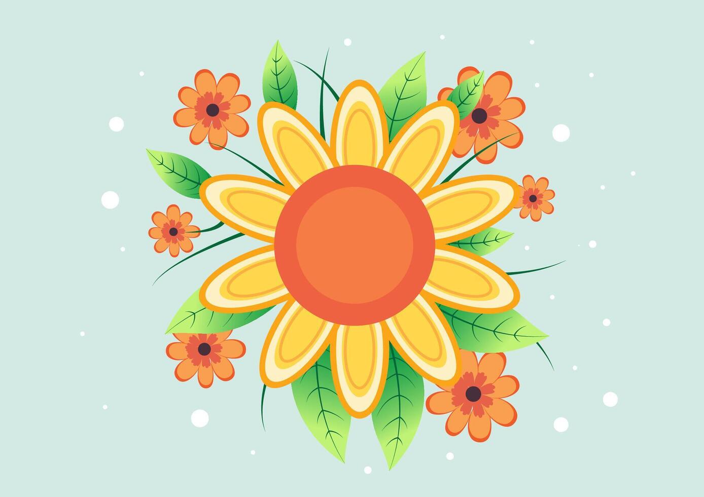 Cartoon illustration of vibrant blooming flowers in the summertime, accompanied by lush green leaves. colorful appearance and delightful mood. Ideal for cartoon artwork, vector illustrations