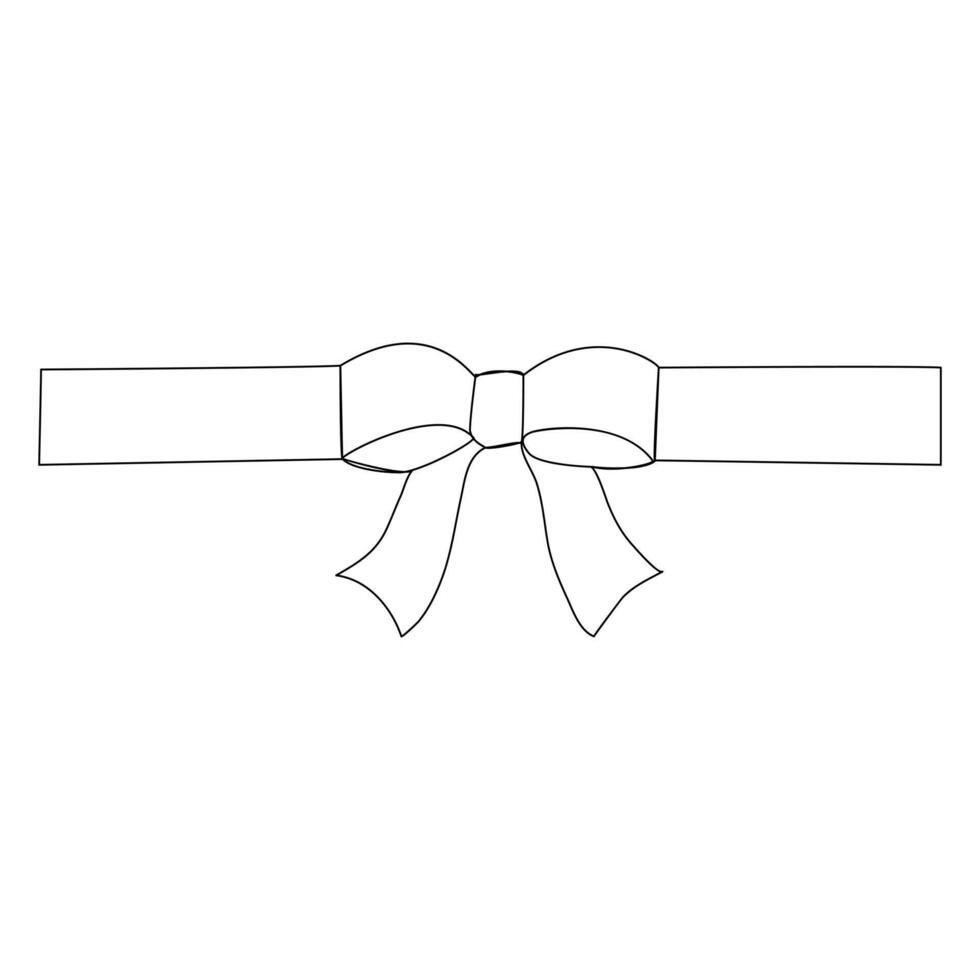 Continuous single One line ribbon banner hand drawn with single line art vector illustration
