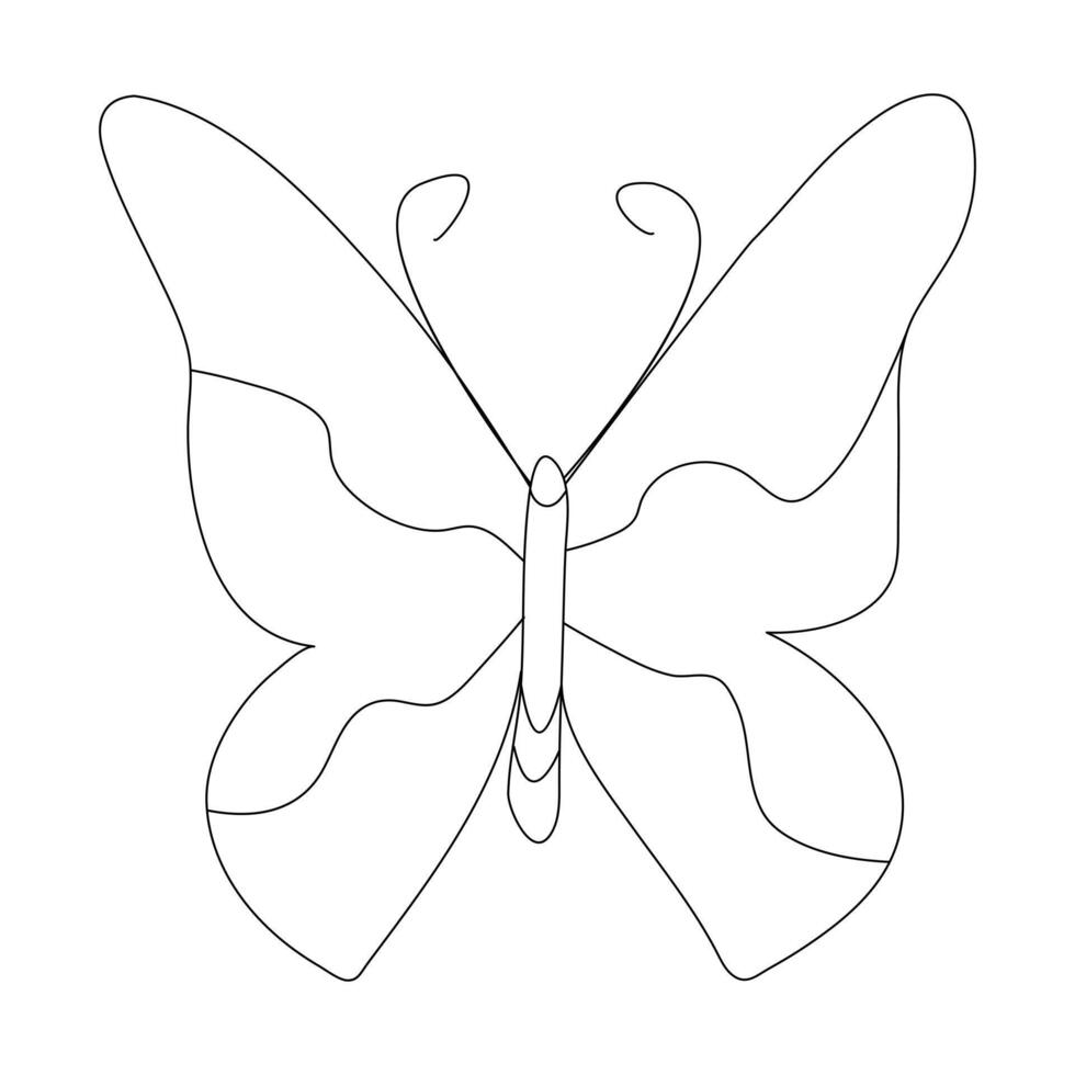 Continuous one line butterfly flying single line outline art drawing illustration vector