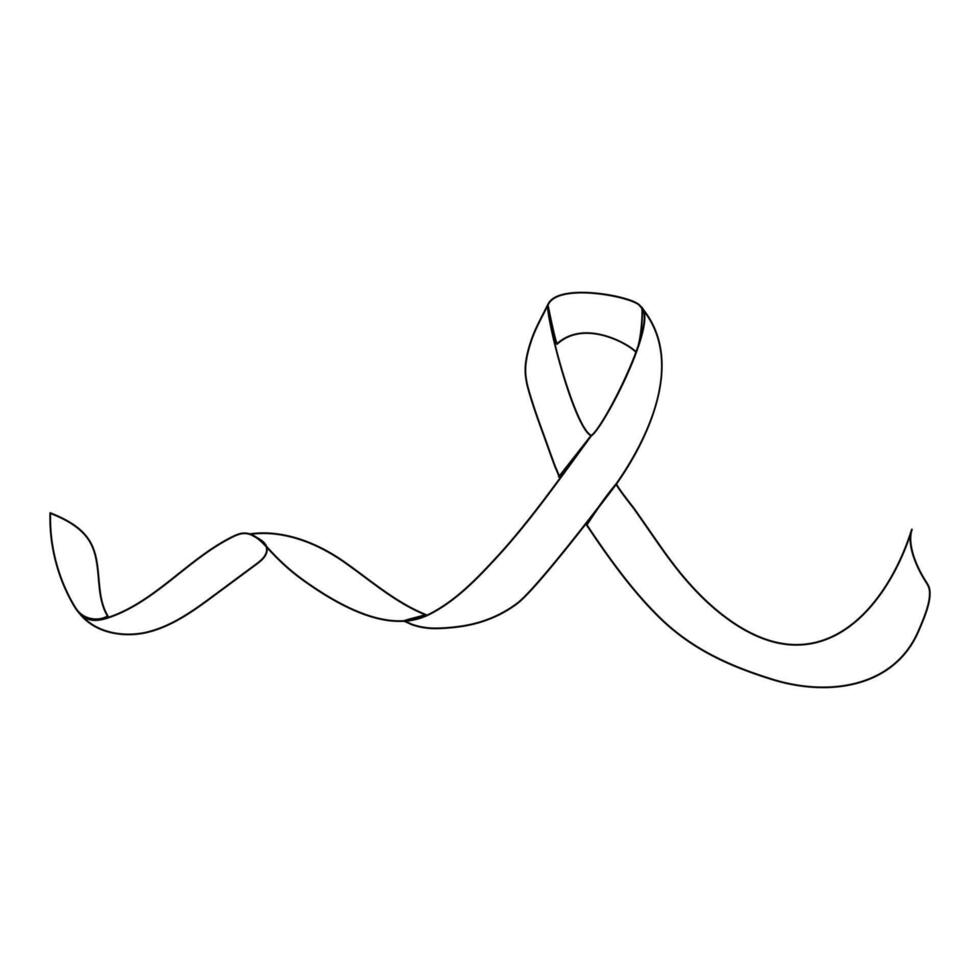 Continuous single One line ribbon banner hand drawn with single line art vector illustration