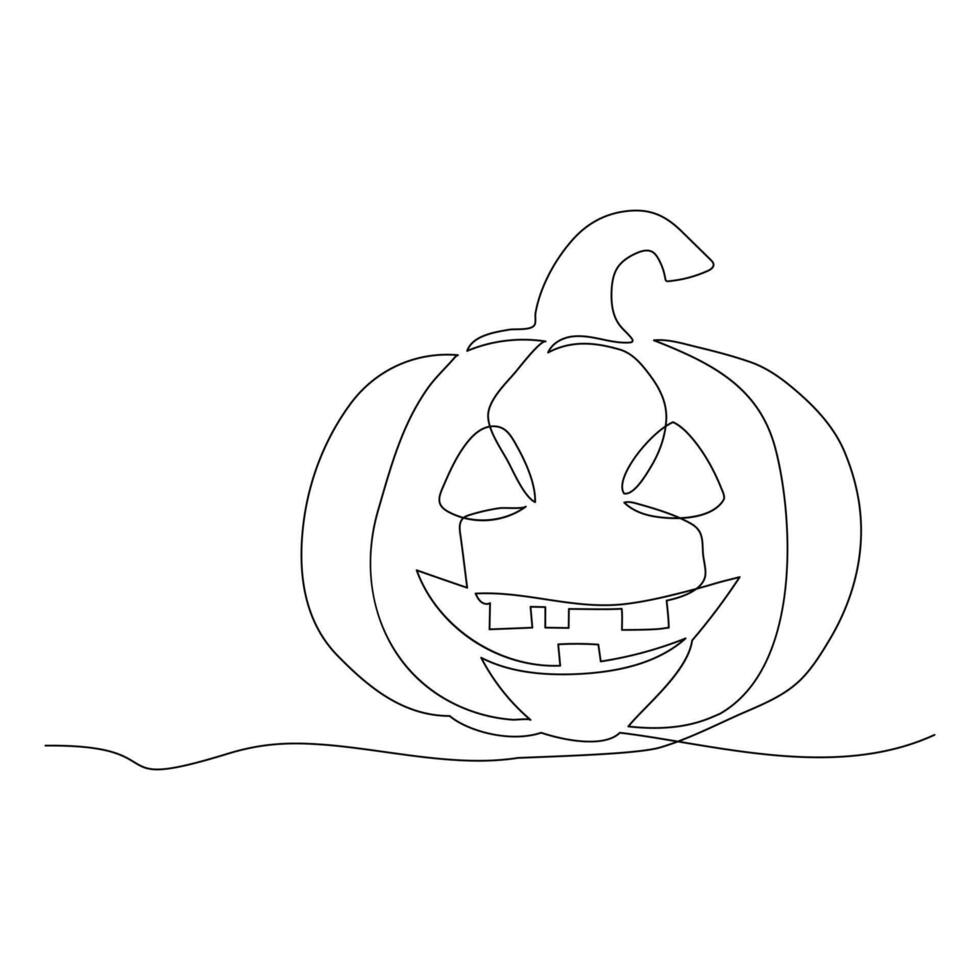 Ripe pumpkin continuous line drawing vector
