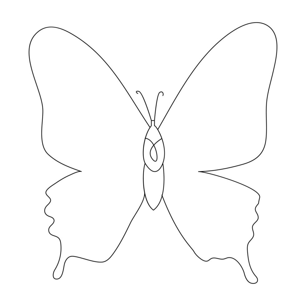 Continuous one line butterfly flying single line outline art drawing illustration vector