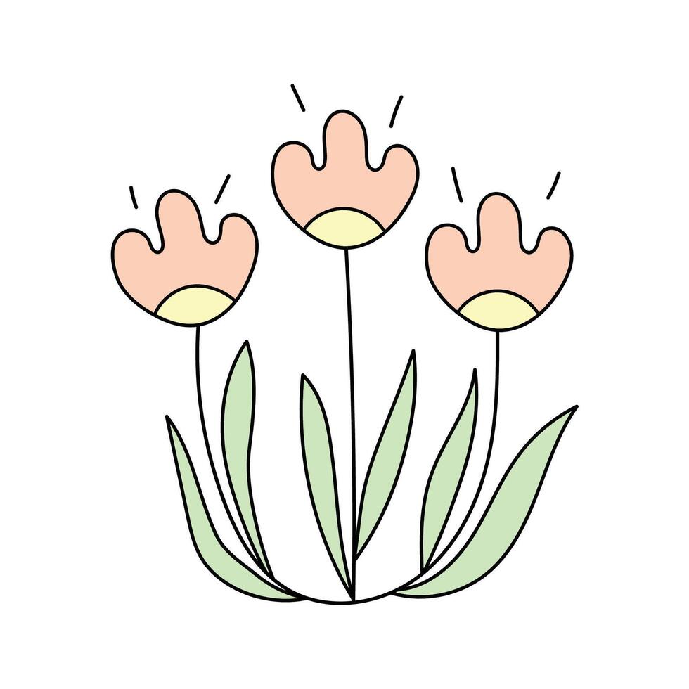 Spring flowers. Vector illustration. Isolated on white background