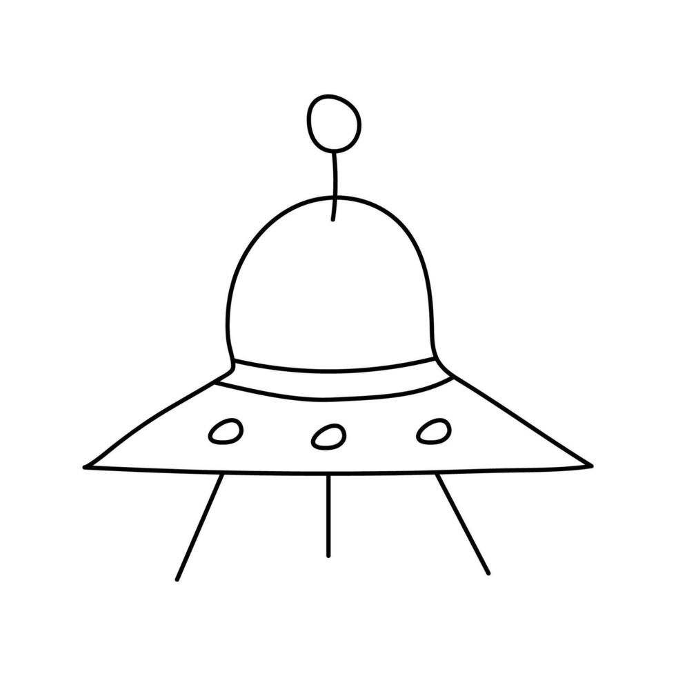 Flying saucer, UFO. Vector illustration, isolated on white background