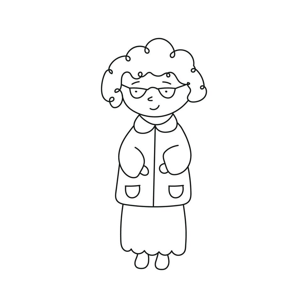 abuela. vector ilustración en garabatear estilo.