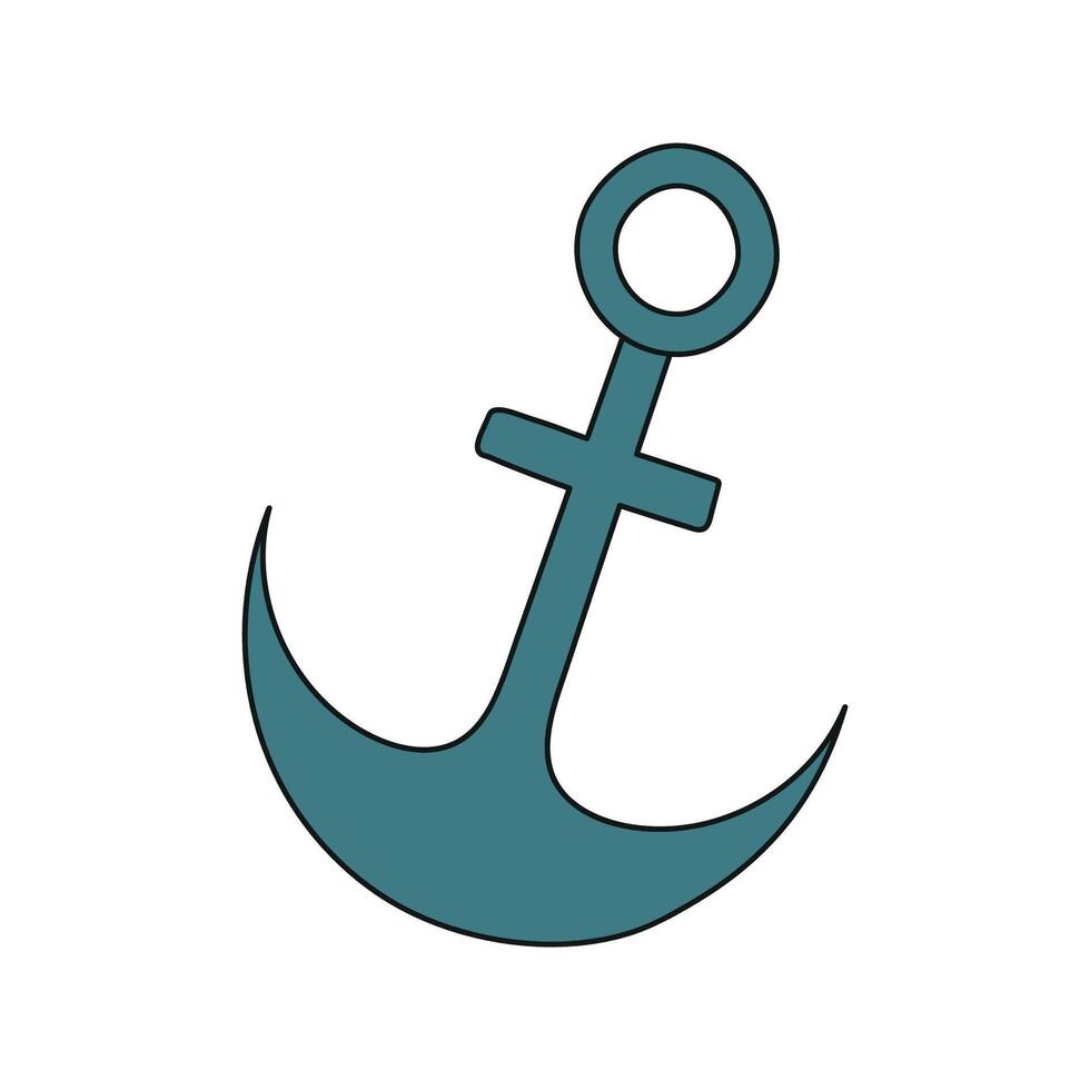 Ship anchor. Vector illustration in doodle style.