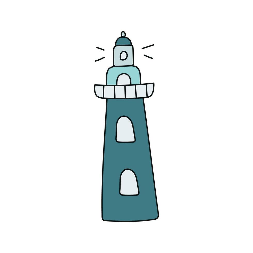 Lighthouse. Vector illustration in doodle style