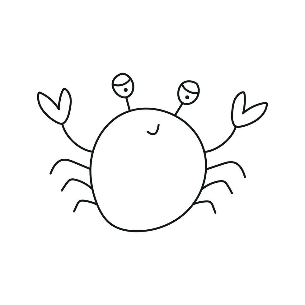 Crab. Vector illustration in doodle style