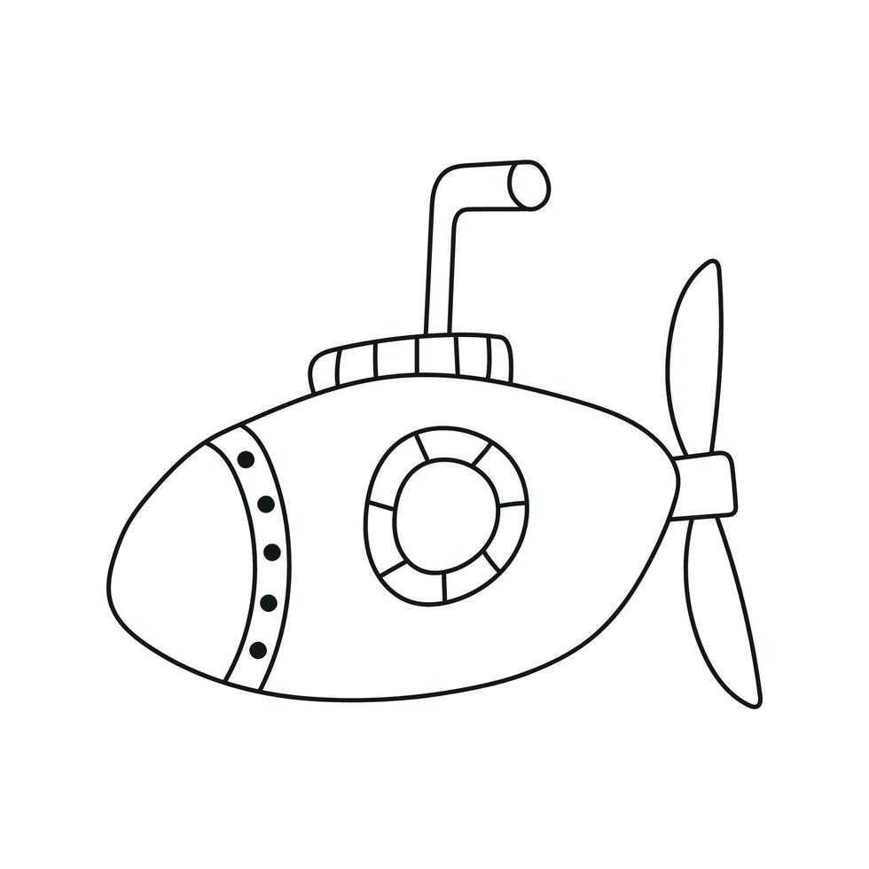 Submarine. Vector illustration in doodle style