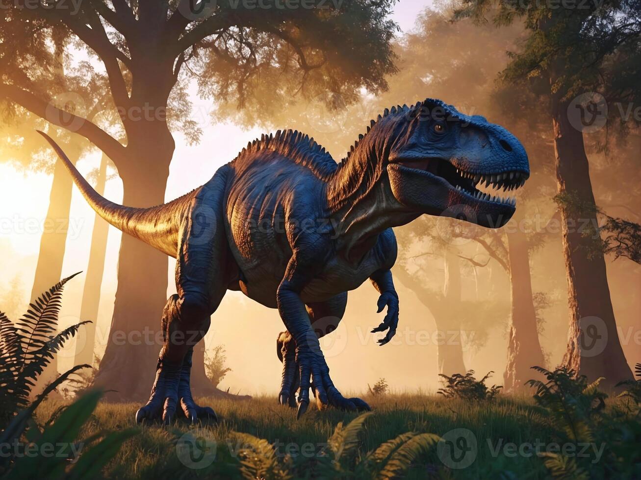 ai generado dinosaurio, prehistórico animales y fauna silvestre fondo, fondo de pantalla, t rex depredador foto