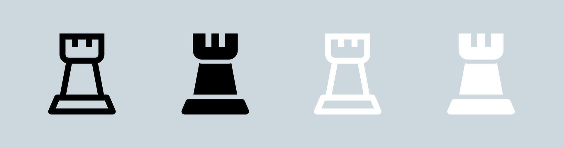 Chess icon set in black and white. Board game signs vector illustration.