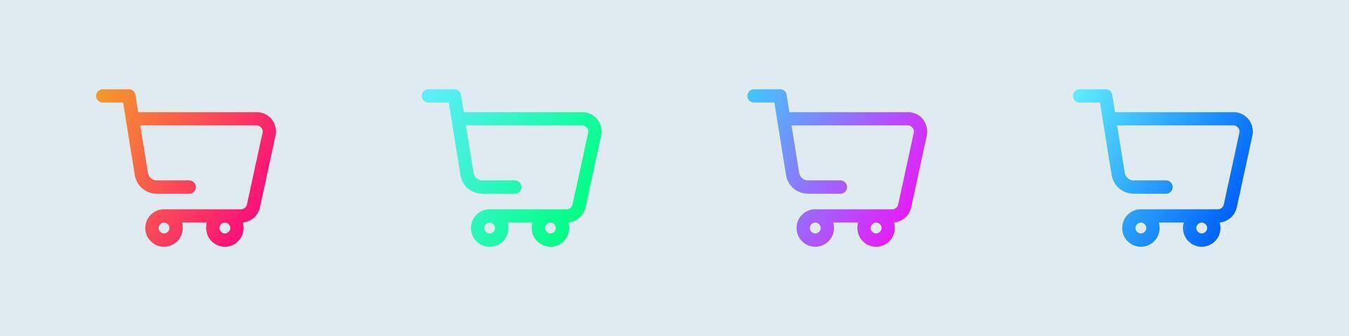 Shopping cart line icon in gradient colors. Buy signs vector illustration.