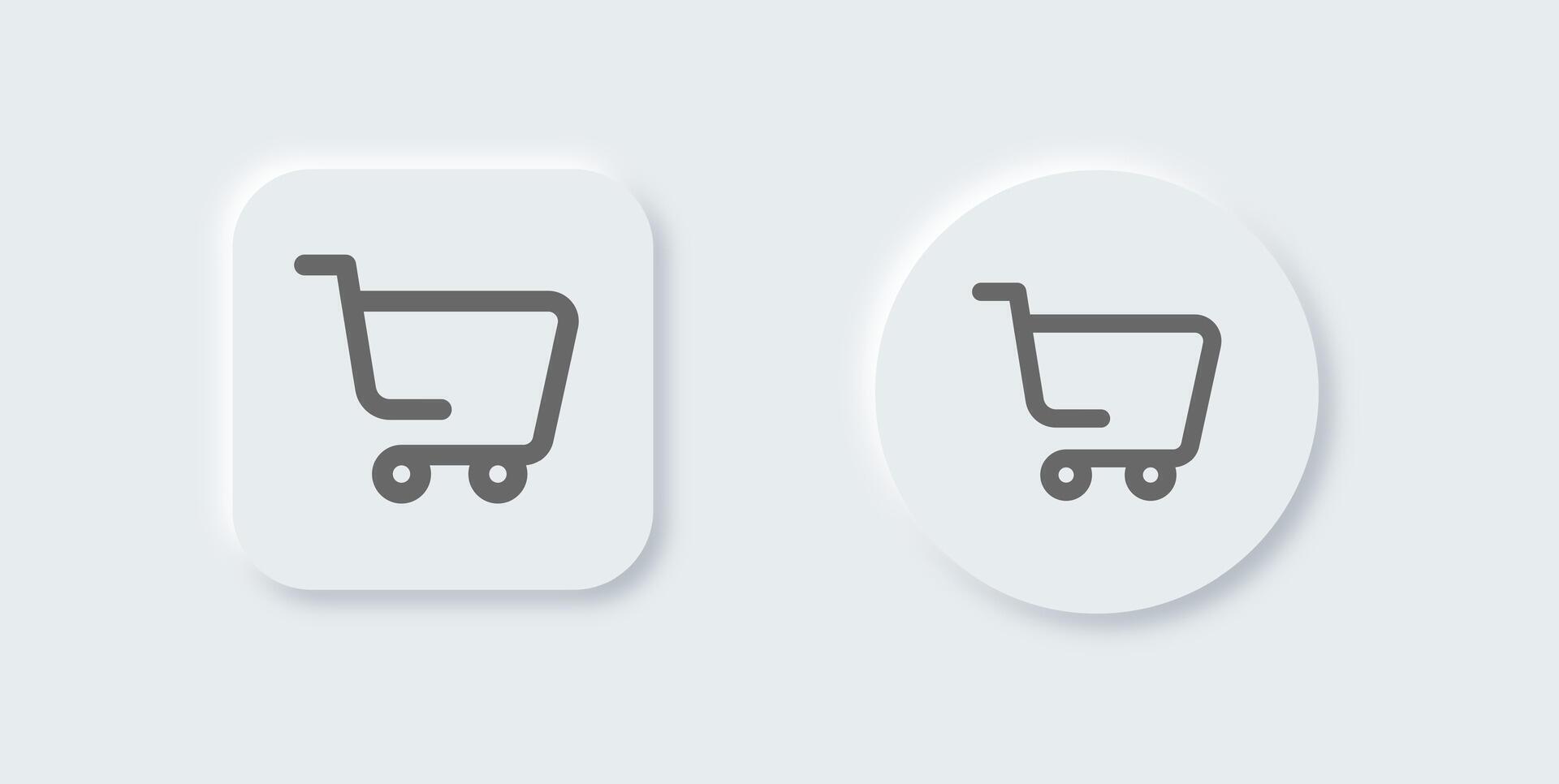 Shopping cart line icon in neomorphic design style. Buy signs vector illustration.