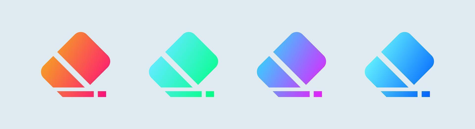 Eraser solid icon in gradient colors. Wipe out signs vector illustration.