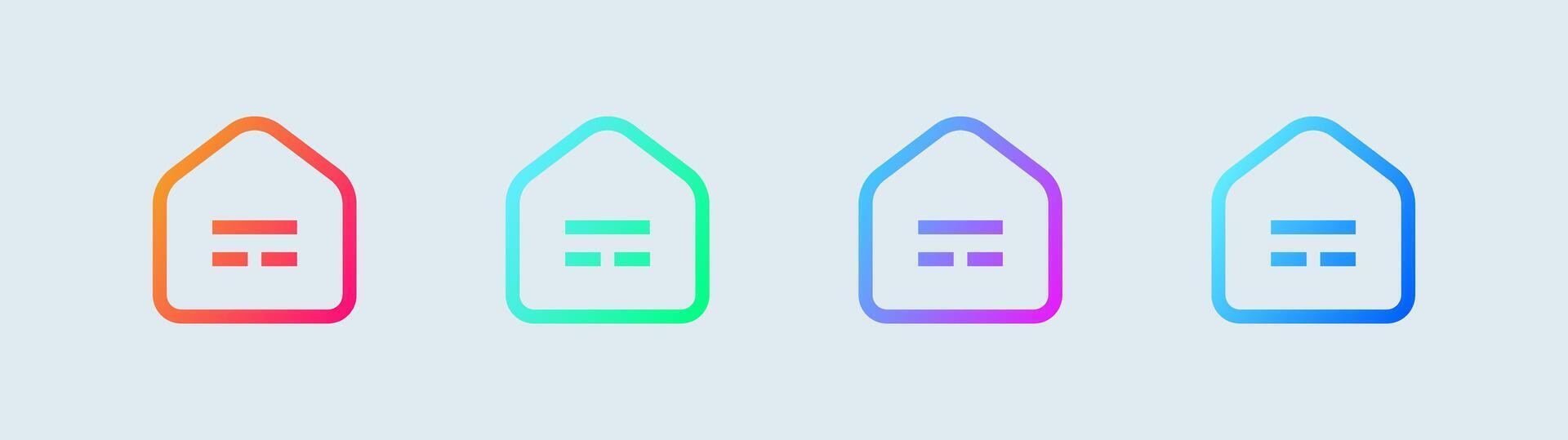 hogar botón línea icono en degradado colores. casa señales vector ilustración.