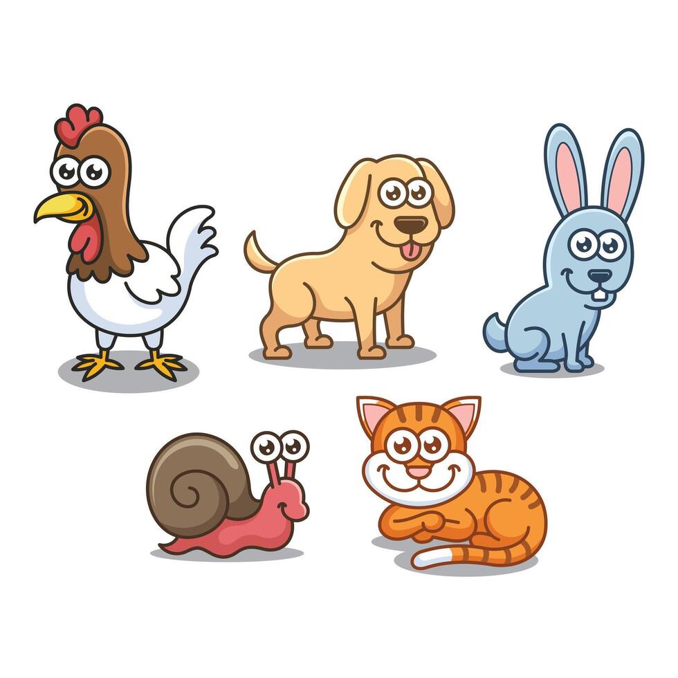 Cartoon Farm barn domestic animal for education kids children vector design art