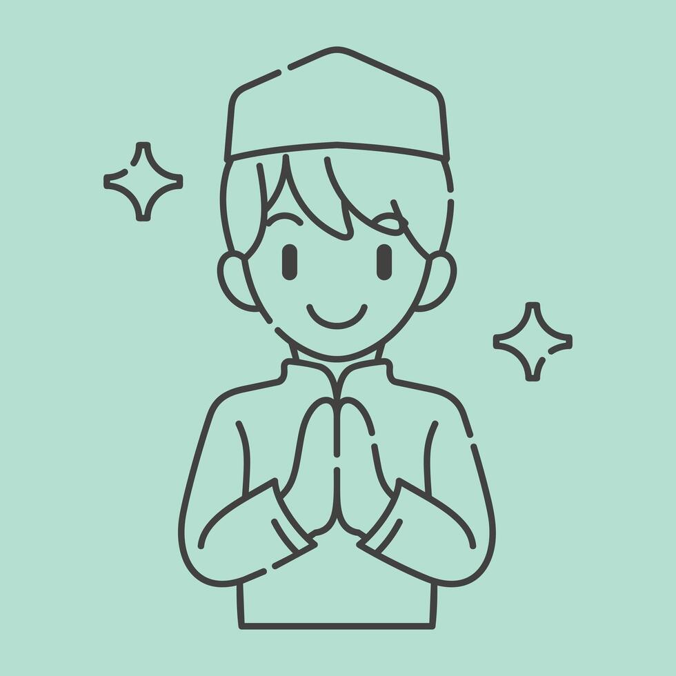 Ramadán actividad chico vector letras. islámico ocupaciones en a diario. dibujos animados personaje para niños
