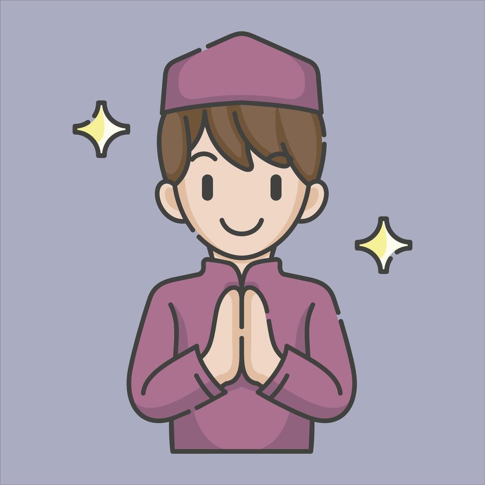 Ramadan activity boy vector arts. Islamic activities in daily. Cartoon character for kids
