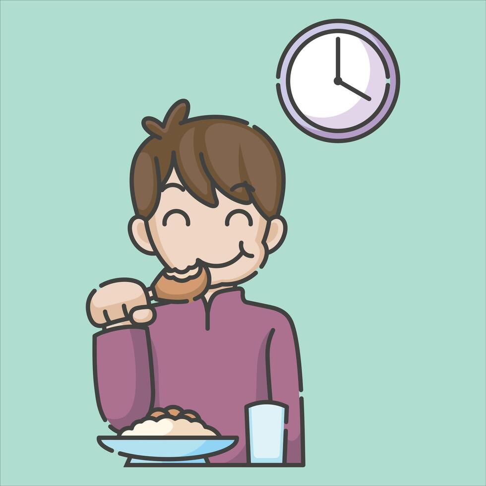 Ramadan activity boy vector arts. Islamic activities in daily. Cartoon character for kids