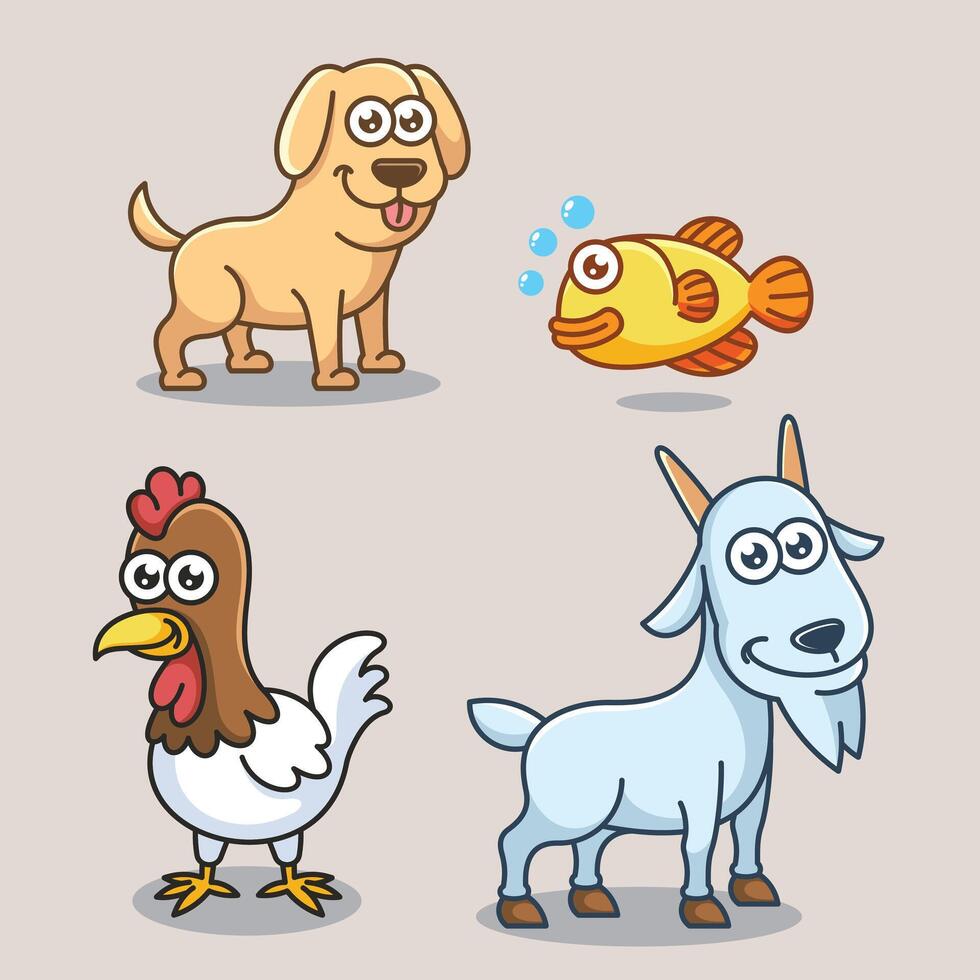 Cartoon Farm barn domestic animal for education kids children vector design art