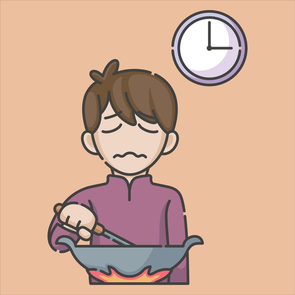 Ramadan activity boy vector arts. Islamic activities in daily. Cartoon character for kids