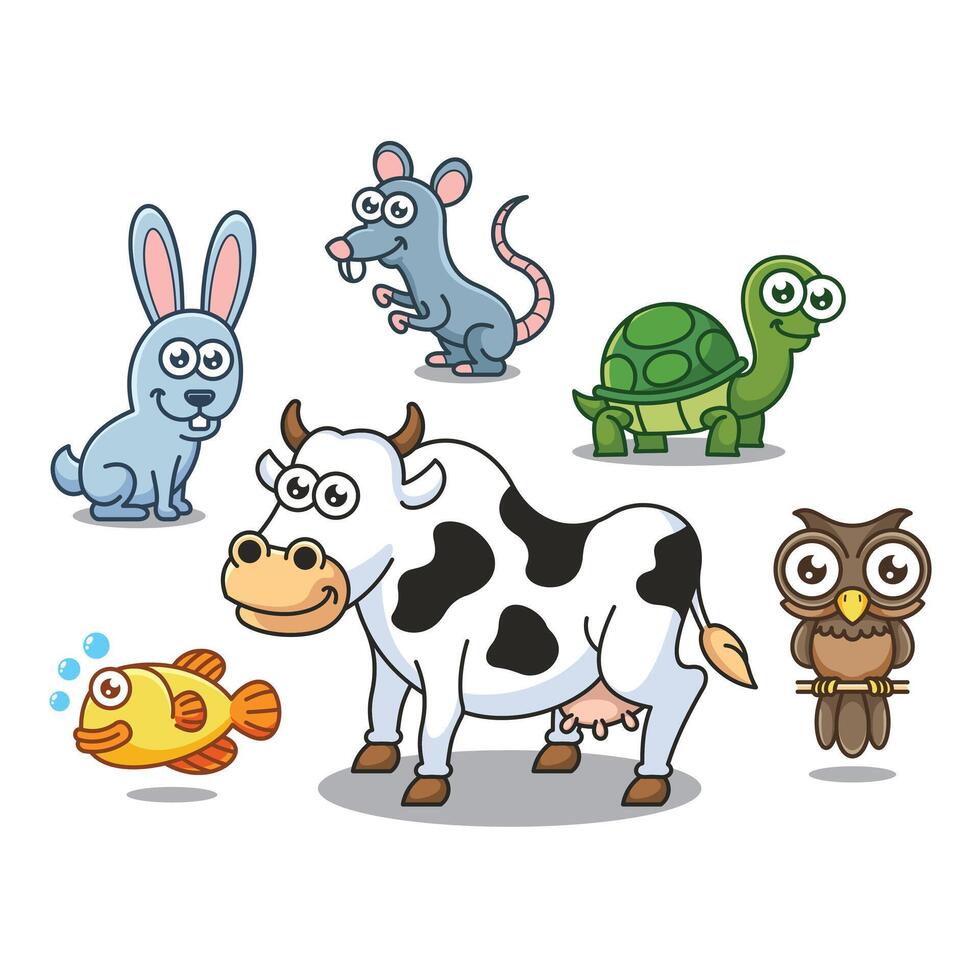 Cartoon Farm barn domestic animal for education kids children vector design art