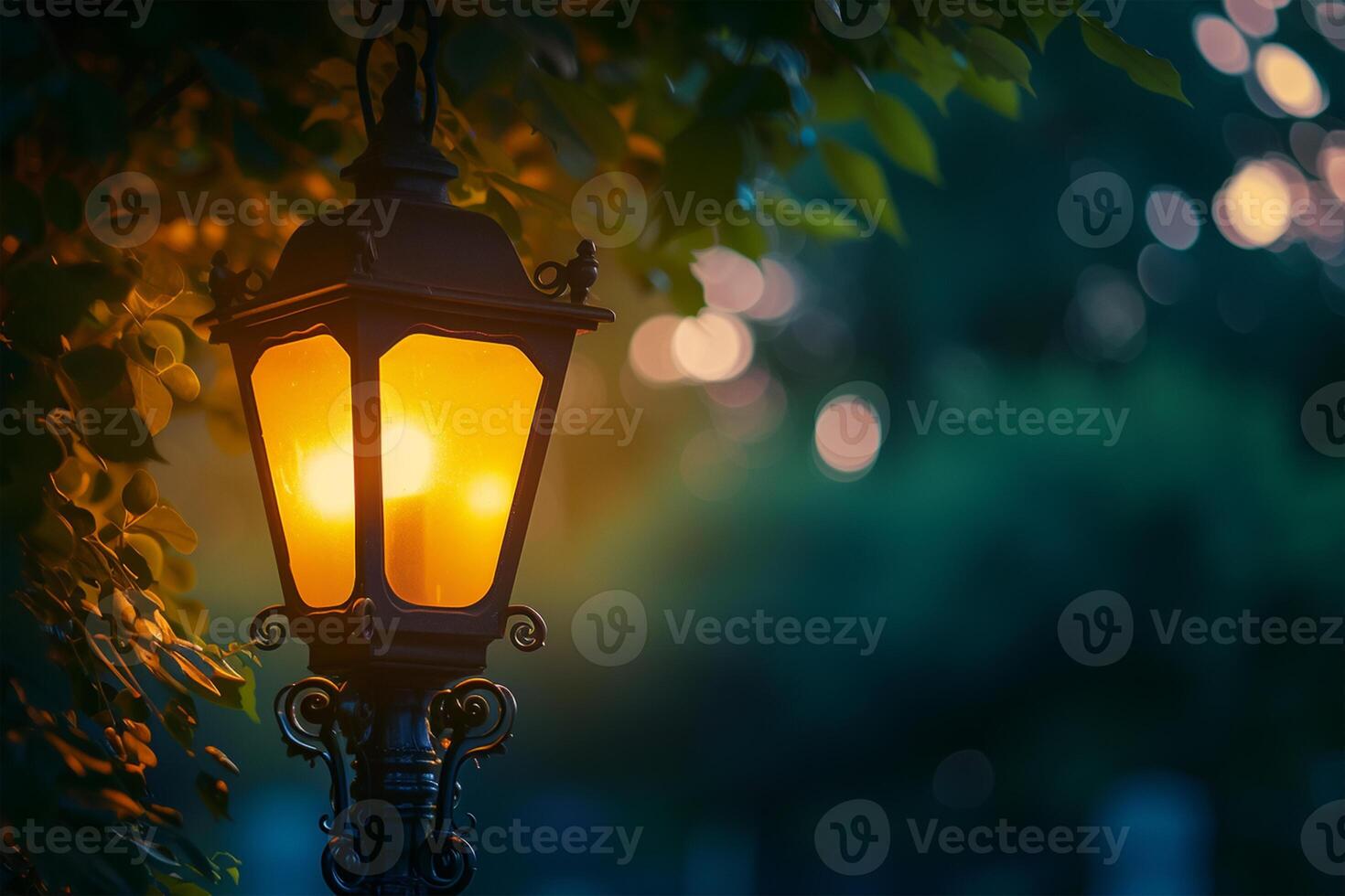 AI generated Beautiful background with a shining lantern Fanus photo