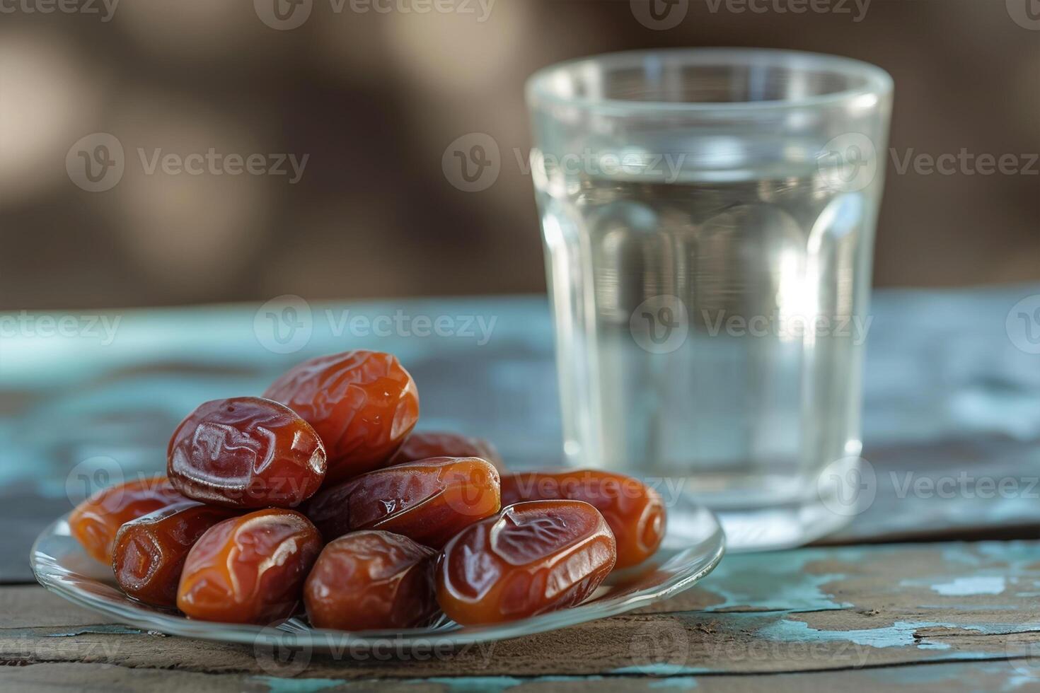 AI generated Dates and cup of water photo