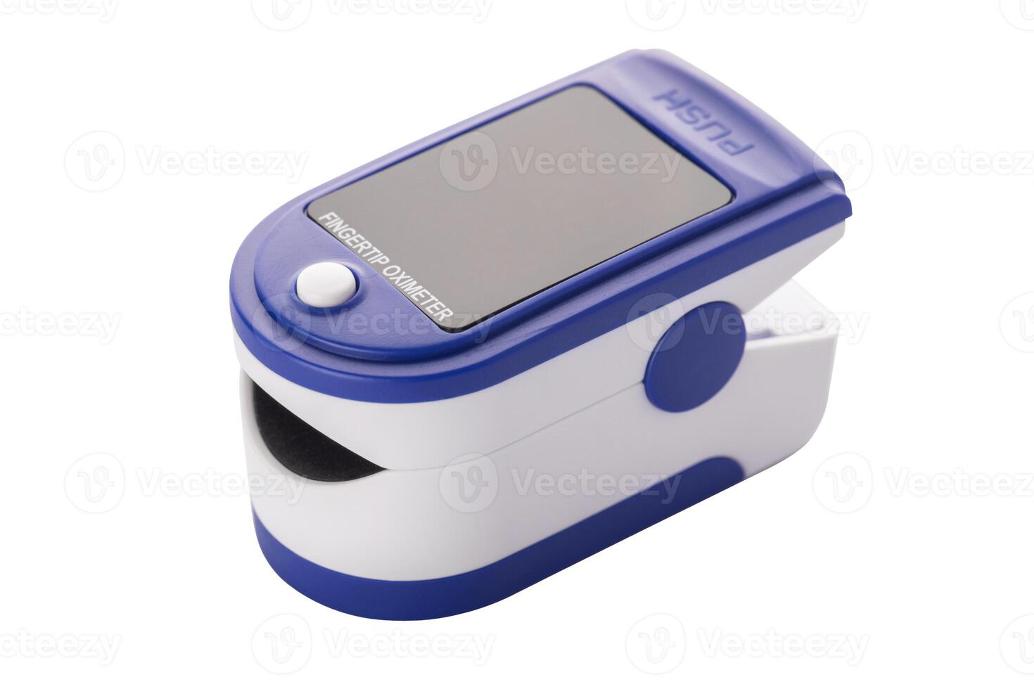 Portable pulse oximeter isolated on white background photo