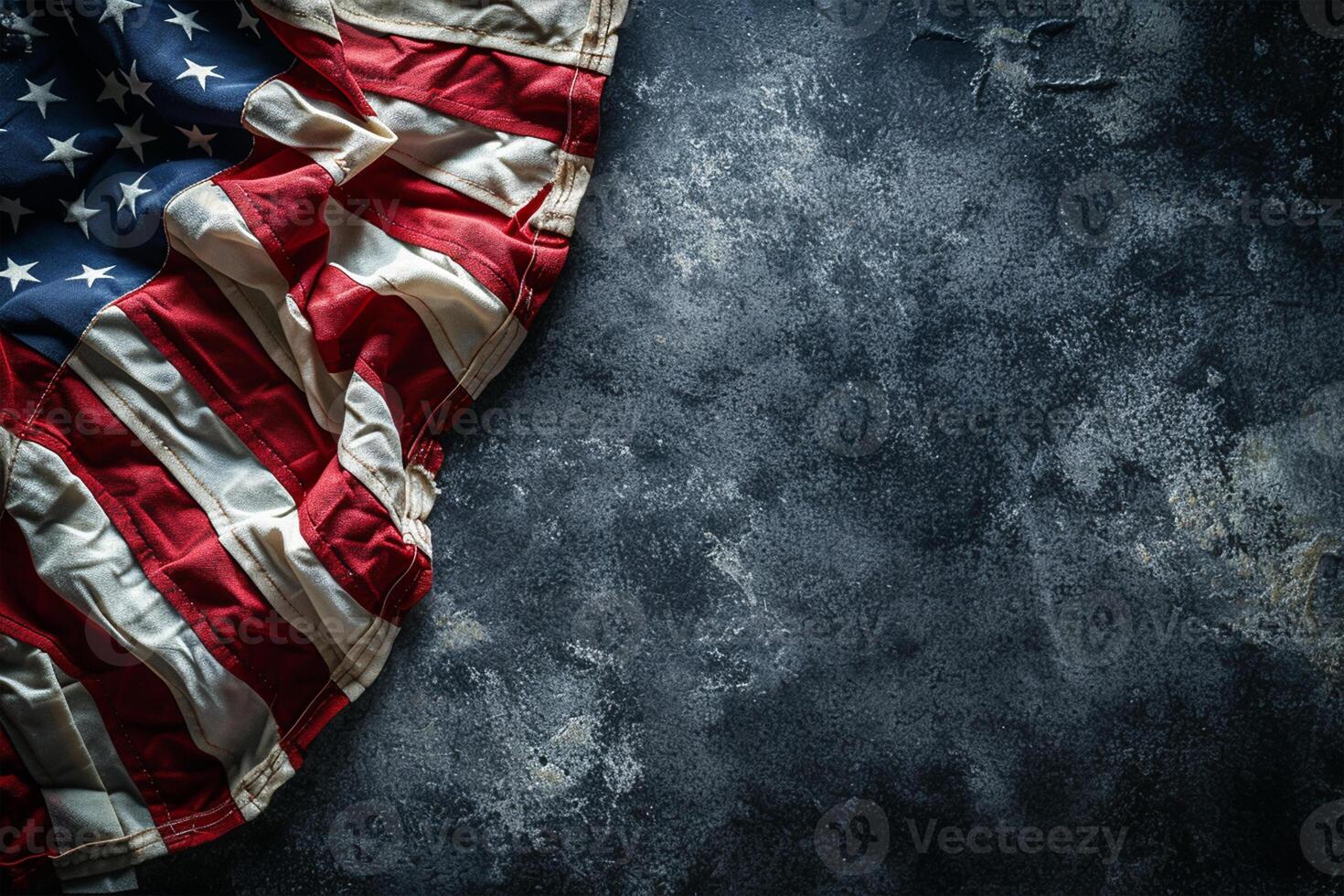 AI generated Happy Veterans day concept made from American flag and the text on dark stone background photo