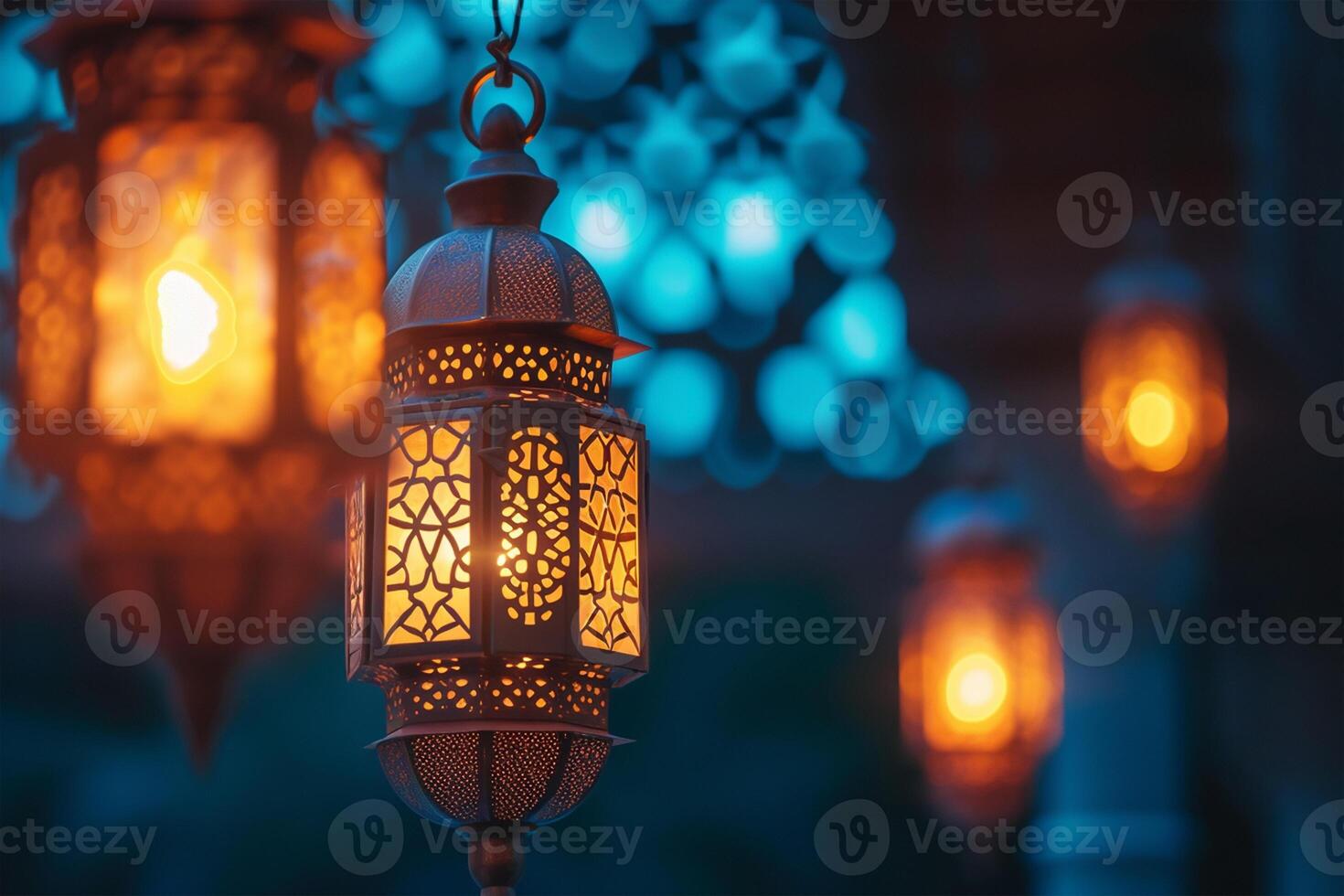 AI generated Ramadan concept background with typical Arabic ornaments for banners or posters photo