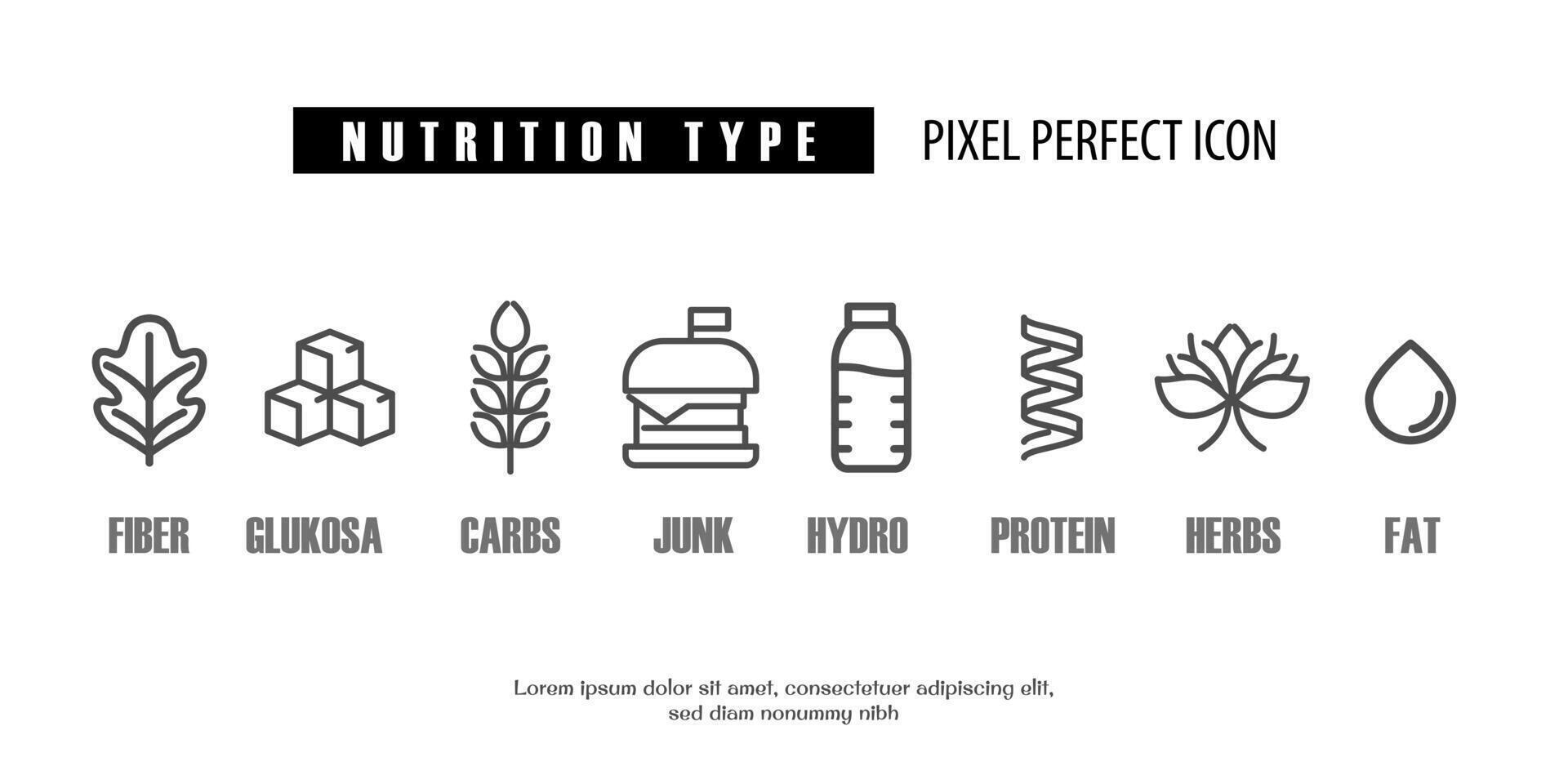nutrition type outline icon pixel perfect for website or mobile app vector