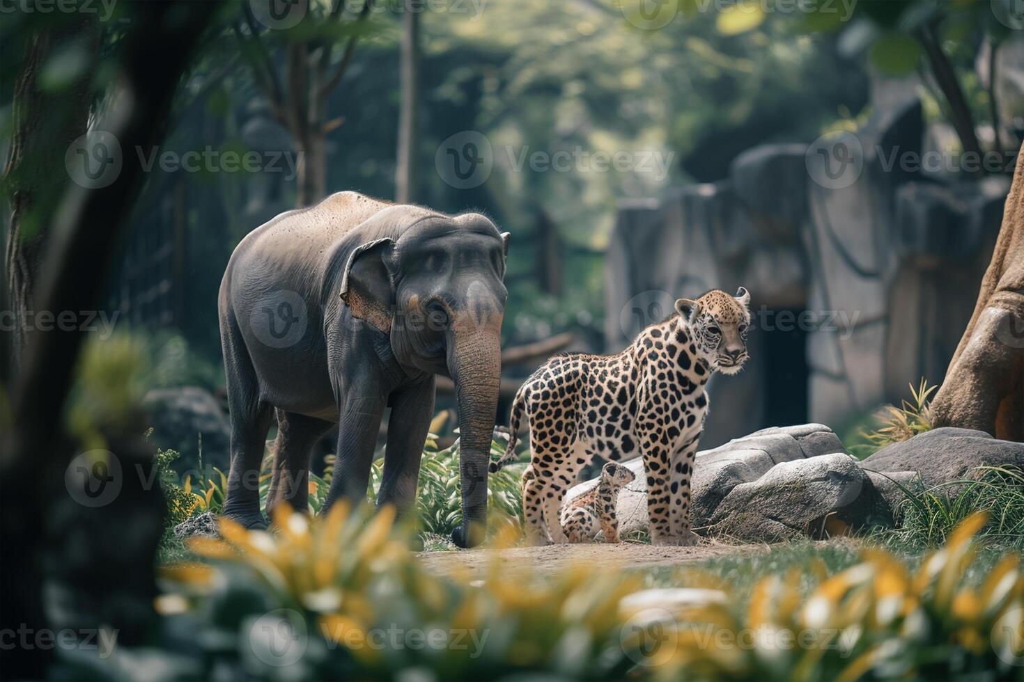 AI generated Wildlife Conservation Day Wild animals to the home. Or wildlife protection photo