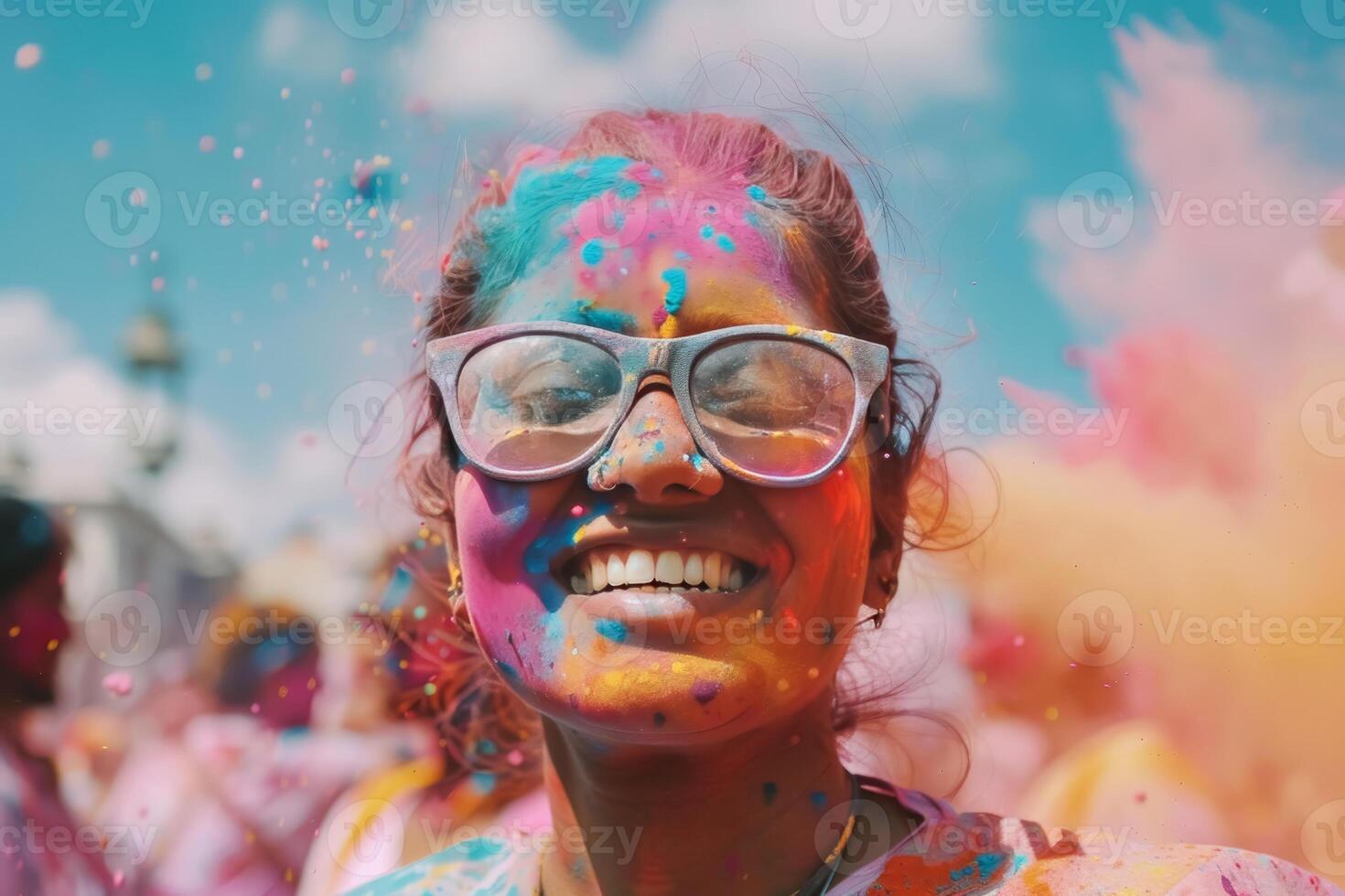 AI Generated Holi Festivity in Full Swing photo