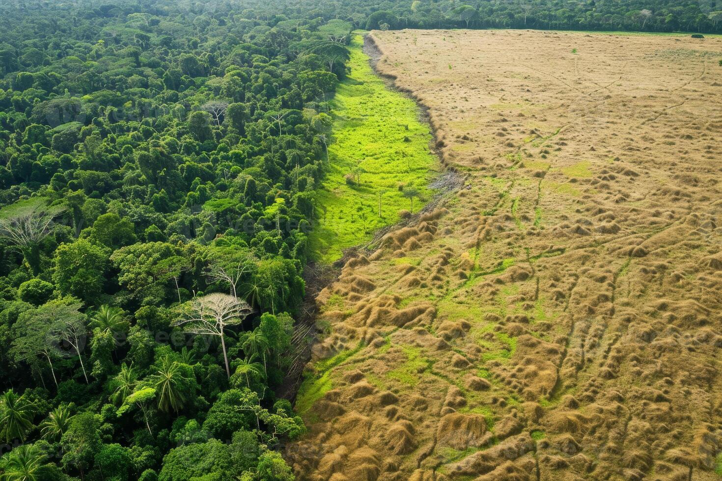 AI Generated Contrast of Deforestation photo