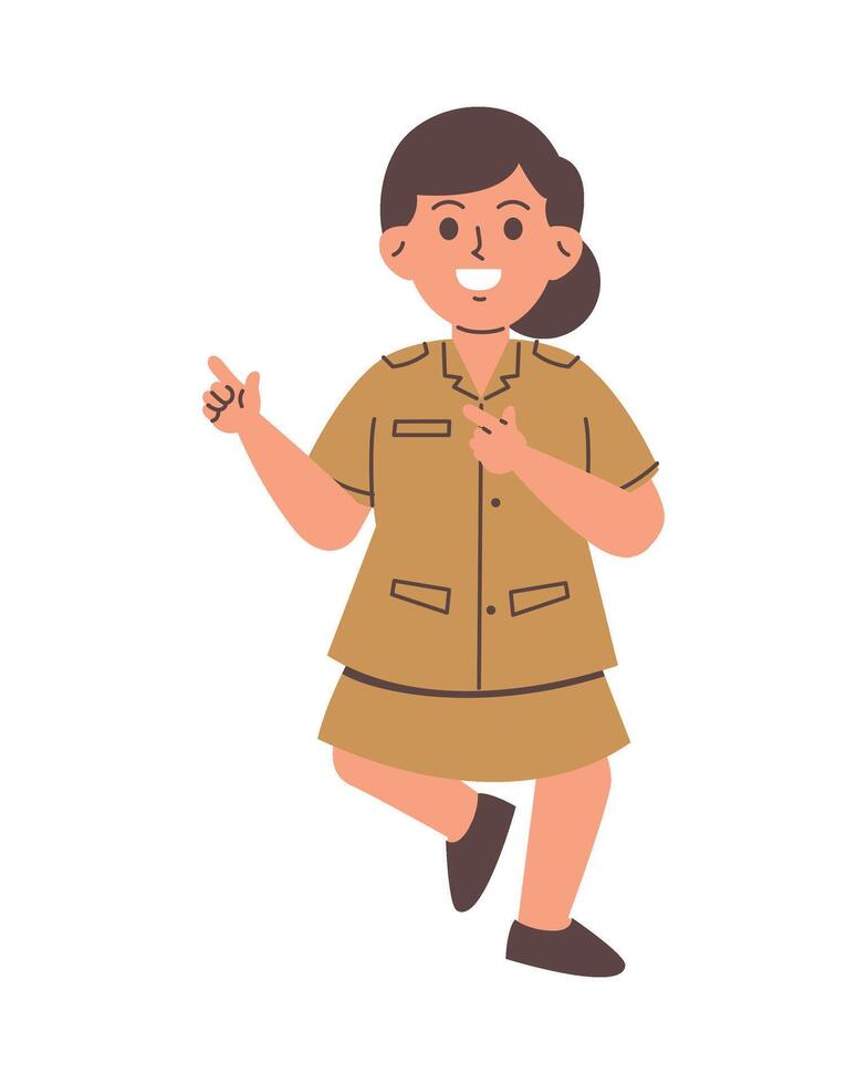 Indonesian female service servant character vector