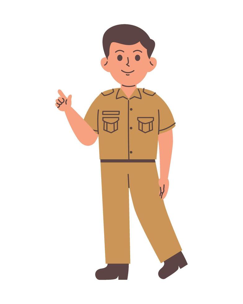 indonesio masculino Servicio servidor personaje vector