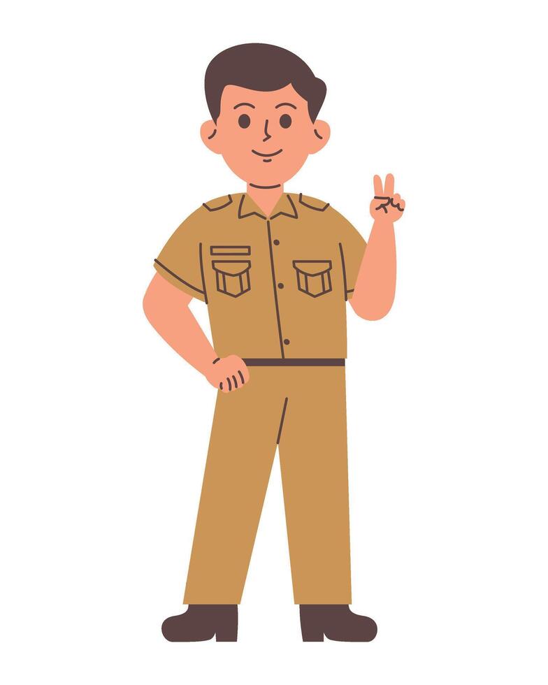 Indonesian male service servant character vector